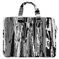 Black And White Abstract Linear Print Macbook Pro Double Pocket Laptop Bag by dflcprintsclothing
