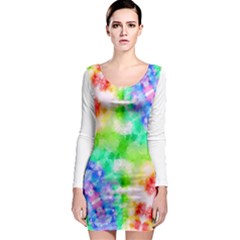 Tie Die Look Rainbow Pattern Long Sleeve Bodycon Dress by myblueskye777
