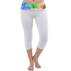 Tie Die Look Rainbow Pattern Capri Yoga Leggings by myblueskye777