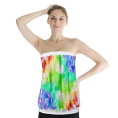 Tie Die Look Rainbow Pattern Strapless Top by myblueskye777