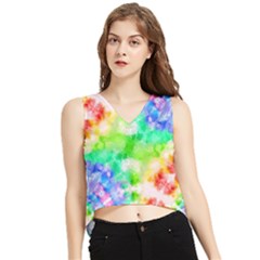 Tie Die Look Rainbow Pattern V-neck Cropped Tank Top by myblueskye777