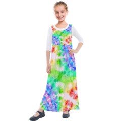 Tie Die Look Rainbow Pattern Kids  Quarter Sleeve Maxi Dress by myblueskye777