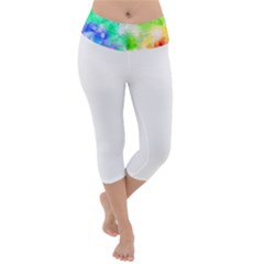 Tie Die Look Rainbow Pattern Lightweight Velour Capri Yoga Leggings by myblueskye777