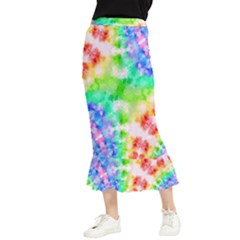 Tie Die Look Rainbow Pattern Maxi Fishtail Chiffon Skirt by myblueskye777