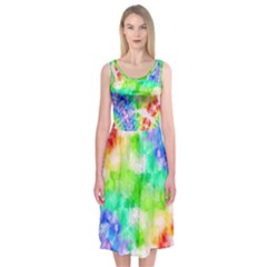 Fpd Batik Rainbow Pattern Midi Sleeveless Dress by myblueskye777