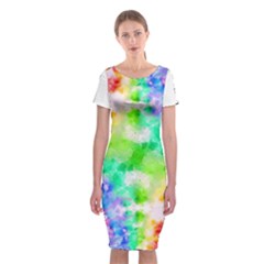 Fpd Batik Rainbow Pattern Classic Short Sleeve Midi Dress by myblueskye777