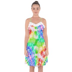 Fpd Batik Rainbow Pattern Ruffle Detail Chiffon Dress by myblueskye777