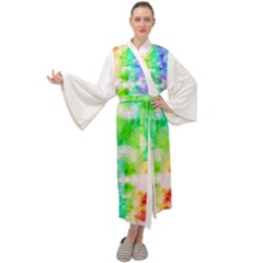 Fpd Batik Rainbow Pattern Maxi Velour Kimono