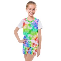 Fpd Batik Rainbow Pattern Kids  Mesh Tee And Shorts Set