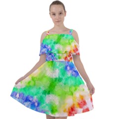 Fpd Batik Rainbow Pattern Cut Out Shoulders Chiffon Dress