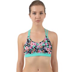 Flower Black Pink Back Web Sports Bra