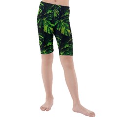 Jungle Camo Tropical Print Kids  Mid Length Swim Shorts by dflcprintsclothing