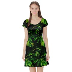 Jungle Camo Tropical Print Short Sleeve Skater Dress by dflcprintsclothing