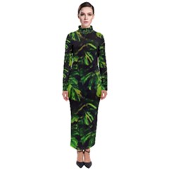 Jungle Camo Tropical Print Turtleneck Maxi Dress by dflcprintsclothing