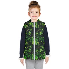 Jungle Camo Tropical Print Kids  Hooded Puffer Vest by dflcprintsclothing