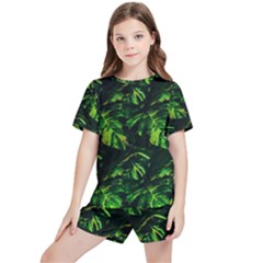 Jungle Camo Tropical Print Kids  Tee And Sports Shorts Set by dflcprintsclothing