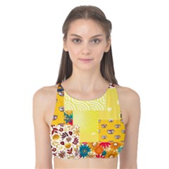 Yellow Floral Aesthetic Tank Bikini Top by designsbymallika