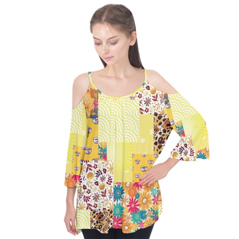 Yellow Floral Aesthetic Flutter Tees by designsbymallika