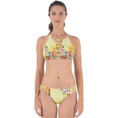 Yellow Floral Aesthetic Perfectly Cut Out Bikini Set by designsbymallika
