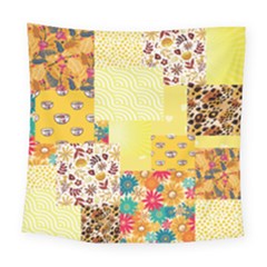 Yellow Floral Aesthetic Square Tapestry (large) by designsbymallika
