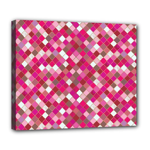 Pink Tiles Deluxe Canvas 24  X 20  (stretched) by designsbymallika