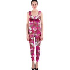 Pink Tiles One Piece Catsuit by designsbymallika