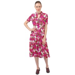 Pink Tiles Keyhole Neckline Chiffon Dress by designsbymallika