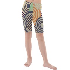 Circular Pattern Kids  Mid Length Swim Shorts