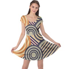 Circular Pattern Cap Sleeve Dress
