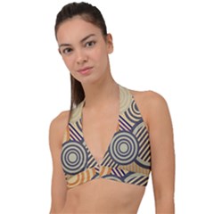 Circular Pattern Halter Plunge Bikini Top