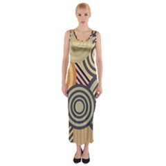 Circular Pattern Fitted Maxi Dress