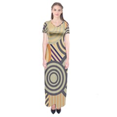 Circular Pattern Short Sleeve Maxi Dress