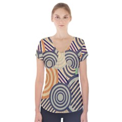 Circular Pattern Short Sleeve Front Detail Top