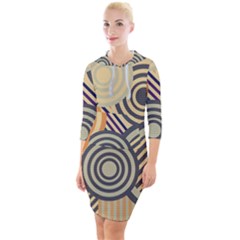 Circular Pattern Quarter Sleeve Hood Bodycon Dress