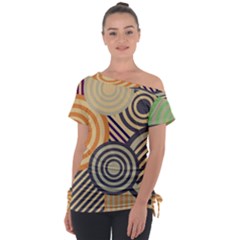 Circular Pattern Off Shoulder Tie-Up Tee