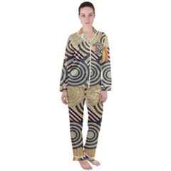 Circular Pattern Satin Long Sleeve Pajamas Set