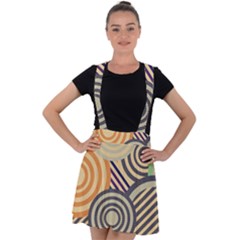 Circular Pattern Velvet Suspender Skater Skirt