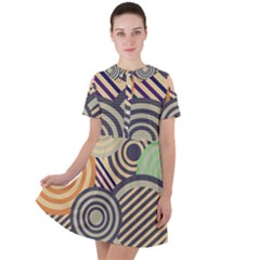 Circular Pattern Short Sleeve Shoulder Cut Out Dress 