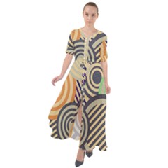 Circular Pattern Waist Tie Boho Maxi Dress