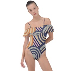 Circular Pattern Frill Detail One Piece Swimsuit