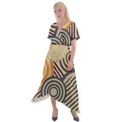 Circular Pattern Cross Front Sharkbite Hem Maxi Dress