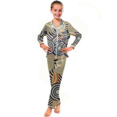 Circular Pattern Kid s Satin Long Sleeve Pajamas Set