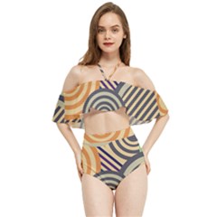 Circular Pattern Halter Flowy Bikini Set 