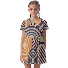 Circular Pattern Kids  Asymmetric Collar Dress