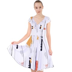 Minimal Love Cap Sleeve Front Wrap Midi Dress by designsbymallika