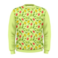 Vector Fruits pattern, pastel colors, yellow background Men s Sweatshirt
