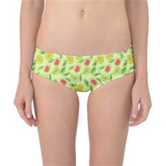 Vector Fruits pattern, pastel colors, yellow background Classic Bikini Bottoms