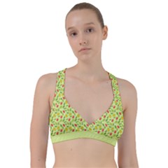 Vector Fruits pattern, pastel colors, yellow background Sweetheart Sports Bra
