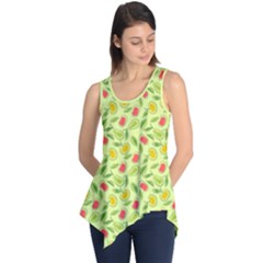 Vector Fruits pattern, pastel colors, yellow background Sleeveless Tunic