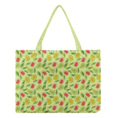 Vector Fruits pattern, pastel colors, yellow background Medium Tote Bag